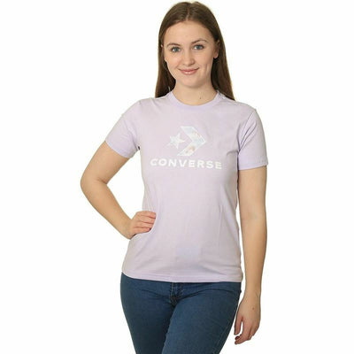 Camisola de Manga Curta Mulher Converse Seasonal Star Chevron Lavanda