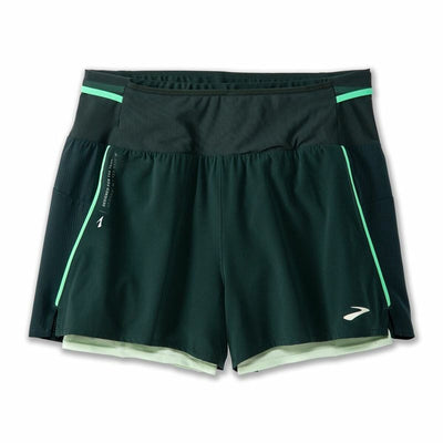 Calções de Desporto para Mulher Brooks High Point 3" 2-in-1 2.0 Verde