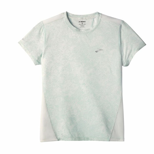 Camisola de Manga Curta Homem Brooks Sprint Free Sleeve Branco Azul Claro