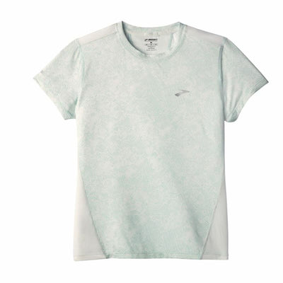 Camisola de Manga Curta Homem Brooks Sprint Free Sleeve Branco Azul Claro