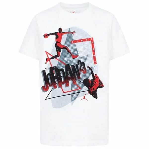 Camisola de Manga Curta Infantil Jordan Jordan 3Peat Ss Branco