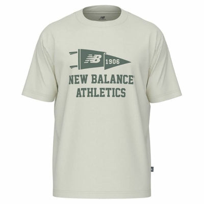 Camisola de Manga Curta Homem New Balance Varsity Pennant MT51924 SST Branco