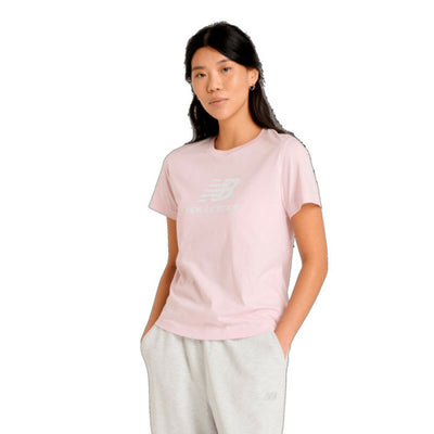 Camisola de Manga Curta Mulher New Balance SE JR LOGO TEE WT41502 RSG Cor de Rosa