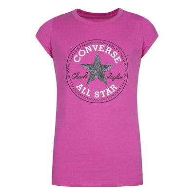 Camisola de Manga Curta Infantil Converse CHUCK PATCH TEE 468992 A3J Cor de Rosa