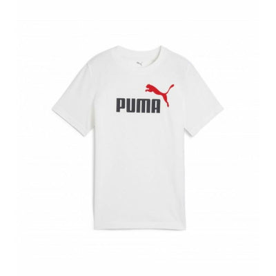 Camisola de Manga Curta Infantil Puma ESS 2 COLOR No.1 Logo Tee B Branco