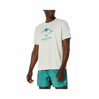 Camisola de Manga Curta Homem Asics Fujitrail Logo Ss Top Branco