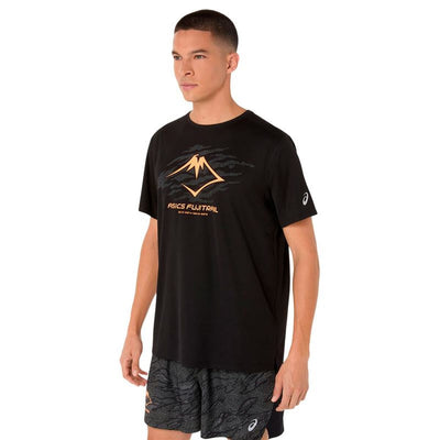 Camisola de Manga Curta Homem Asics Fujitrail Logo Preto