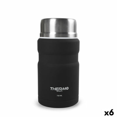 Recipiente Térmico para Alimentos ThermoSport Preto Aço 750 ml (6 Unidades)