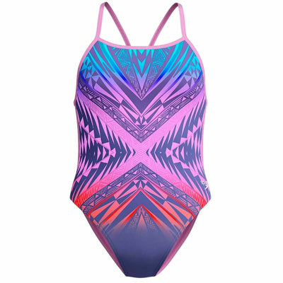 Fato de Banho Mulher Speedo Digital Vback Multicolor Cor de Rosa