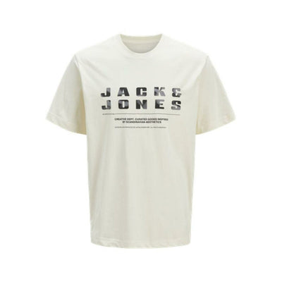 Camisola de Manga Curta Homem Jack & Jones JCORECHARGE FRONT BRANDING TEE CREW NECK 12274716 Branco