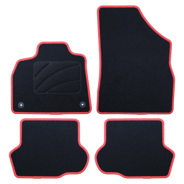 Conjunto de Tapetes de Carro OCC Motorsport OCCCT0031RD Preto Vermelho Citroen DS5 Veludo 5 Peças