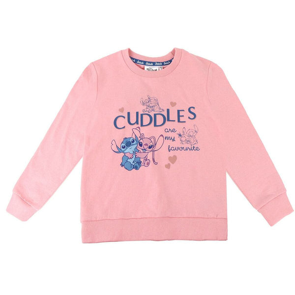 Camisola com Capuz Menina Stitch Cor de Rosa