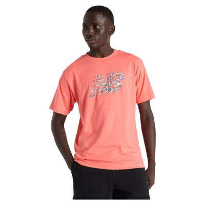 Camisola de Manga Curta Homem New Balance NAT LOGO SS MT51920 DTR Cor de Rosa