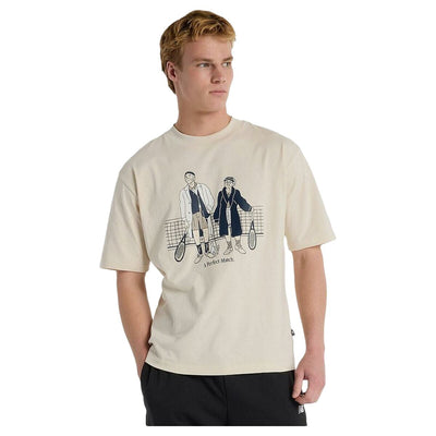 Camisola de Manga Curta Homem New Balance Perfect Match Tennis T Shirt  MT51412 LIN Branco