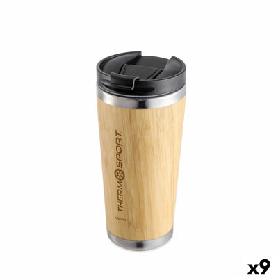 Caneca Térmica com Tampa ThermoSport Bambu 450 ml (9 Unidades)