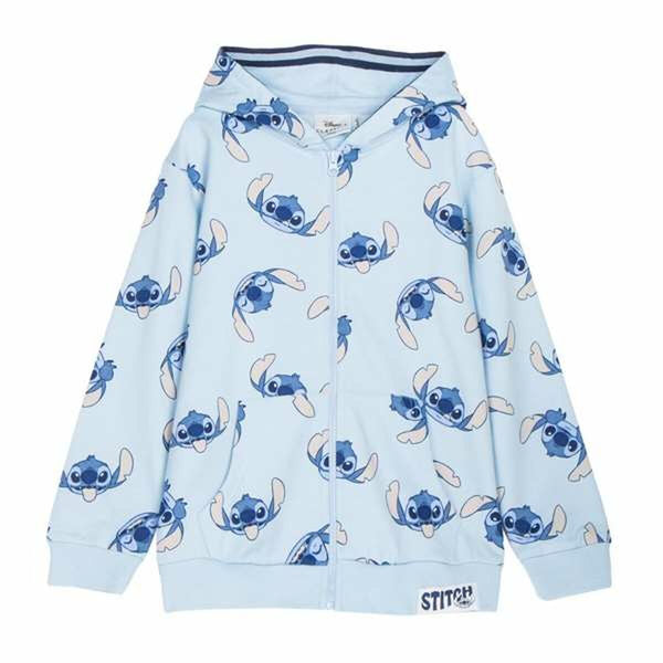 Camisola com Capuz Menina Stitch Azul Claro