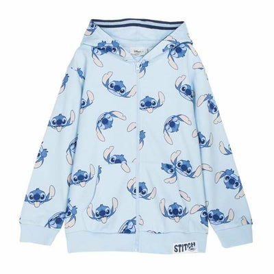 Camisola com Capuz Menina Stitch Azul Claro