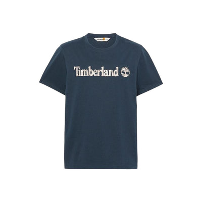 Camisola de Manga Curta Homem Timberland Kennebec River Camo Linear Logo Azul