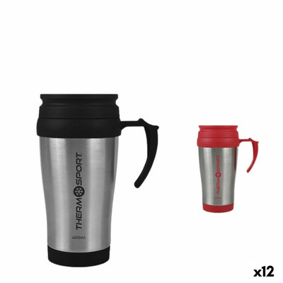 Caneca Térmica com Tampa ThermoSport Travel Vermelho 400 ml (12 Unidades)