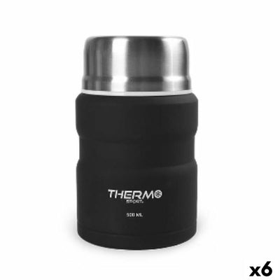 Recipiente Térmico para Alimentos ThermoSport Preto Aço 500 ml (6 Unidades)