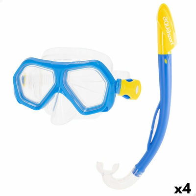 Óculos de Mergulho com Tubo Infantis AquaSport Azul (4 Unidades)
