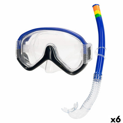 Óculos de Mergulho com Tubo AquaSport Azul (6 Unidades)