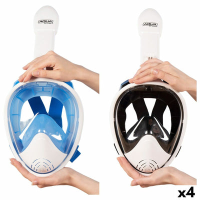 Máscara de Snorkel com Suporte para a Câmara Desportiva AquaSport Azul Branco (4 Unidades)