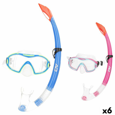 Óculos de Mergulho com Tubo AquaSport Azul Cor de Rosa (6 Unidades)