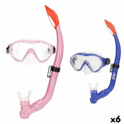 Óculos de Mergulho com Tubo AquaSport Azul Cor de Rosa (6 Unidades)
