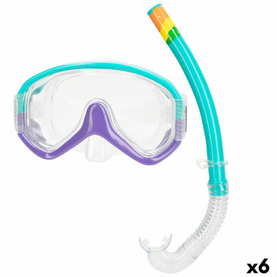 Óculos de Mergulho com Tubo AquaSport Turquesa (6 Unidades)